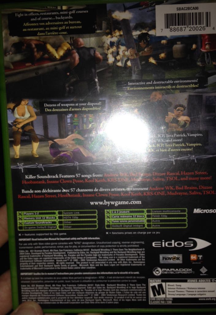 Backyard Wrestling 2: There Goes The Neighborhood - Microsoft Xbox (Eidos - 1-2) video game collectible [Barcode 788687200264] - Main Image 2
