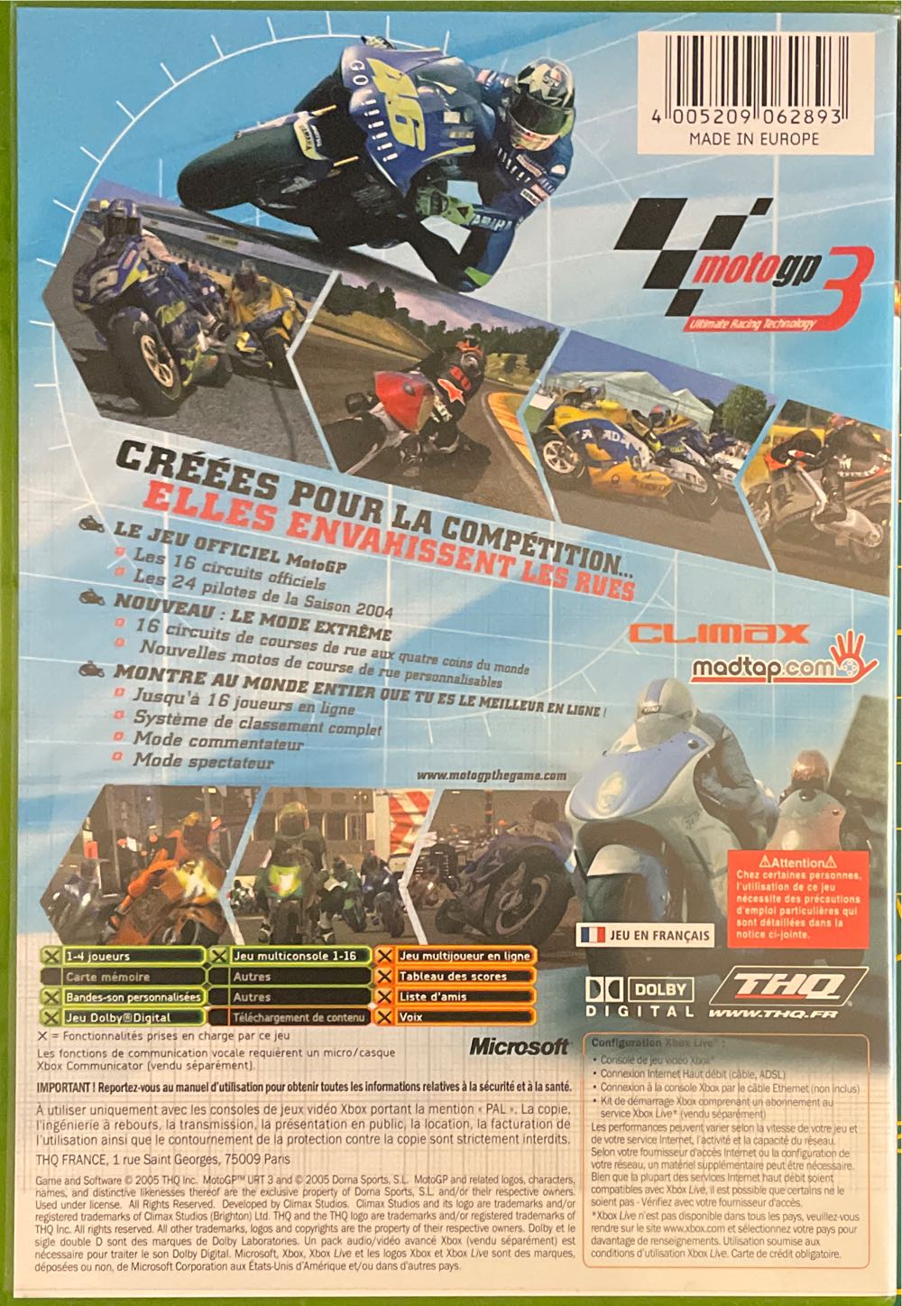 Moto Gp: Ultimate Racing Technology 3 - Microsoft Xbox (THQ - 1-4) video game collectible [Barcode 4005209062893] - Main Image 2