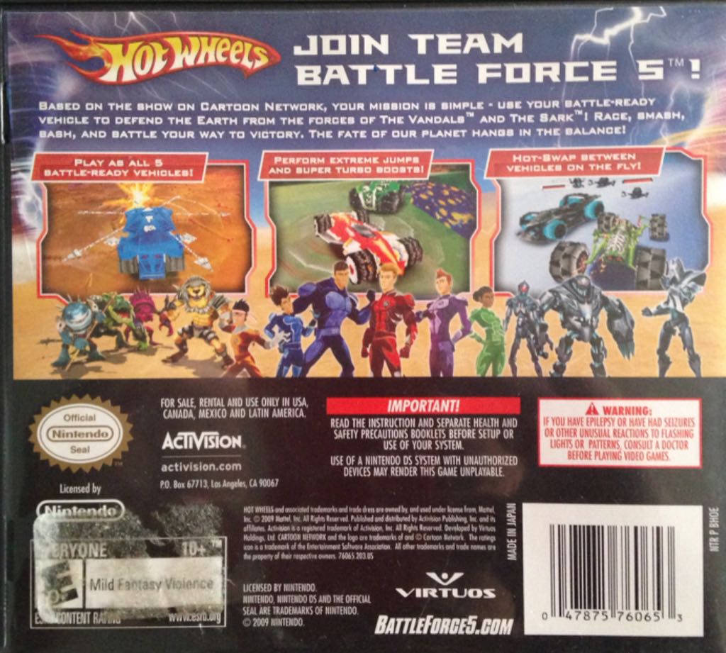 Hot Wheels: Battle Force 5 - Nintendo DS (Activision) video game collectible [Barcode 047875760653] - Main Image 2