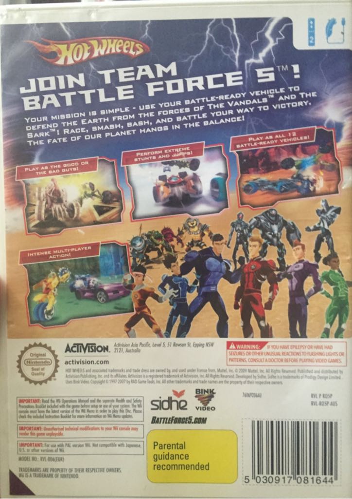 Hot Wheels: Battle Force 5 - Nintendo Wii (Activision - 2) video game collectible [Barcode 5030917081644] - Main Image 2