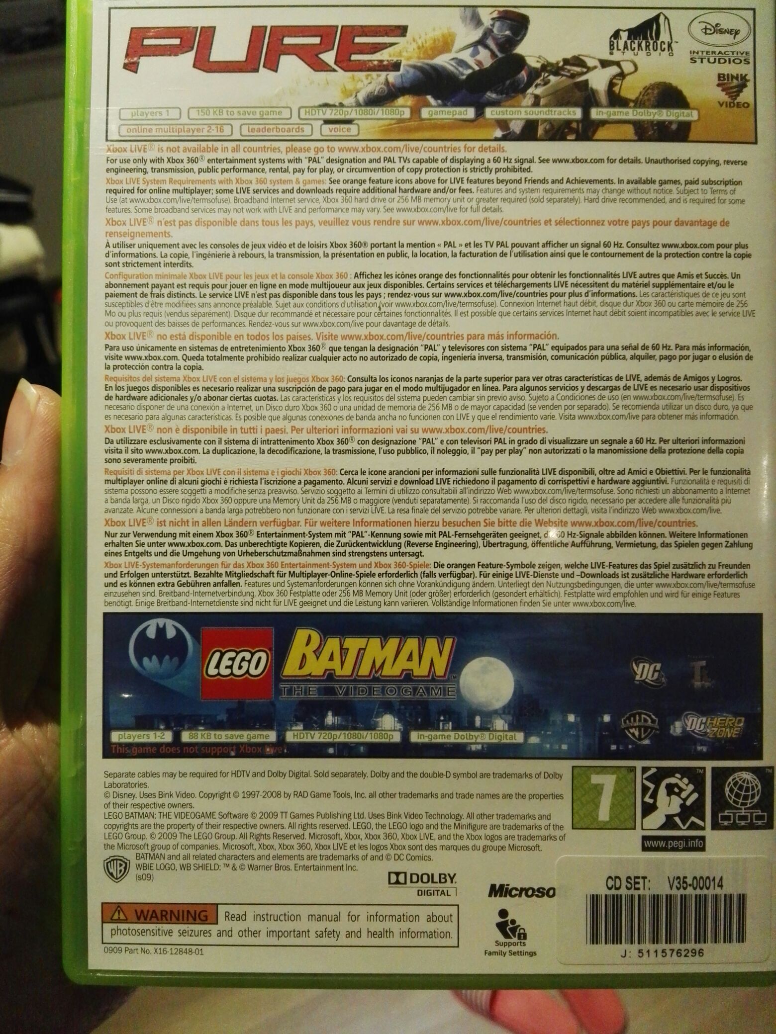 Pure / Lego Batman - Microsoft Xbox 360 (Disney Interactive Studios - 1) video game collectible [Barcode 885370001891] - Main Image 2