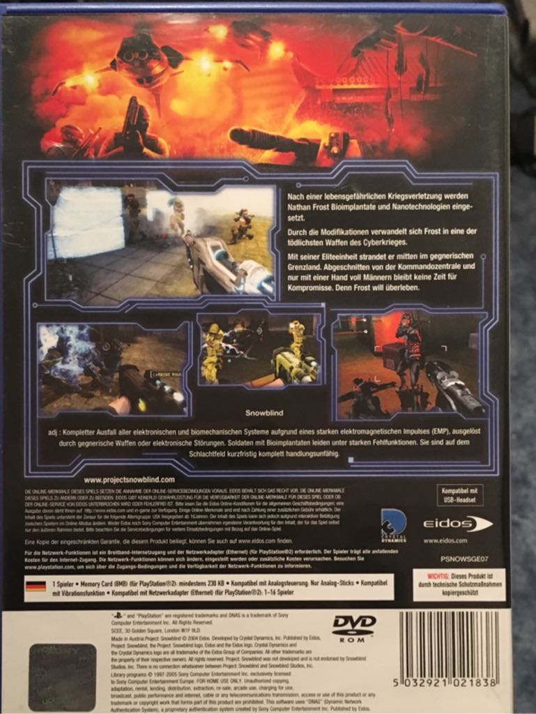 Project Snowblind - Sony PlayStation 2 (PS2) (Eidos) video game collectible [Barcode 5032921021838] - Main Image 2