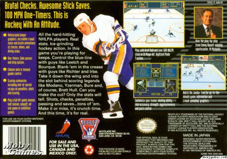 Brett Hull Hockey 95 - Nintendo Super Nintendo Entertainment System (SNES) (Accolade - 1-2) video game collectible [Barcode 015605054105] - Main Image 2