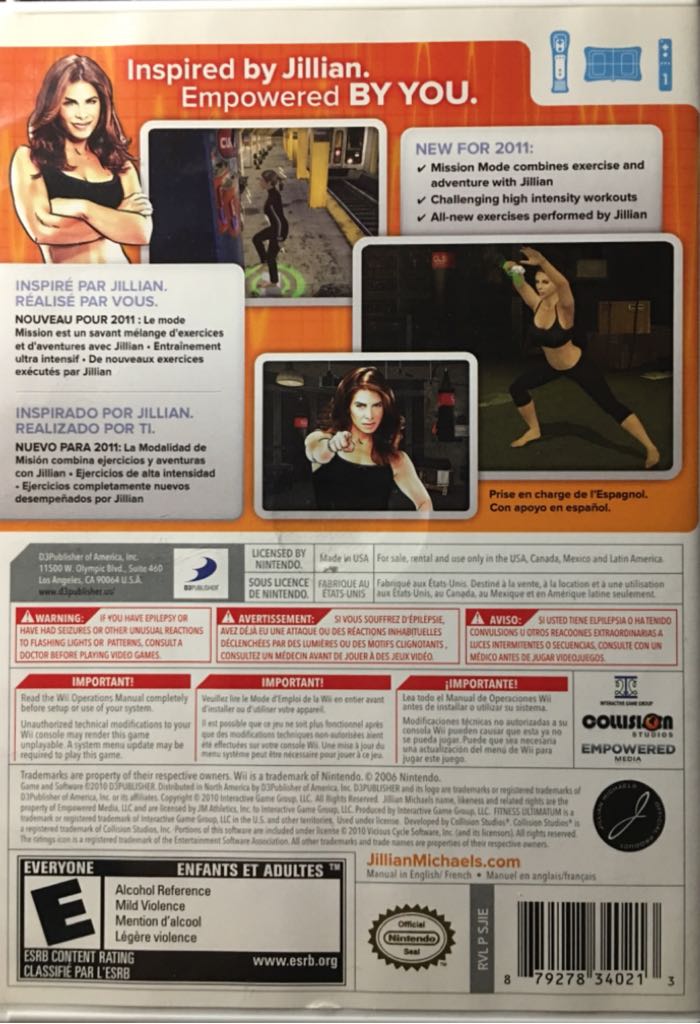 Jillian Michaels Fitness Ultimatum 2011 - Nintendo Wii (D3 Publisher - 1) video game collectible [Barcode 879278340213] - Main Image 2