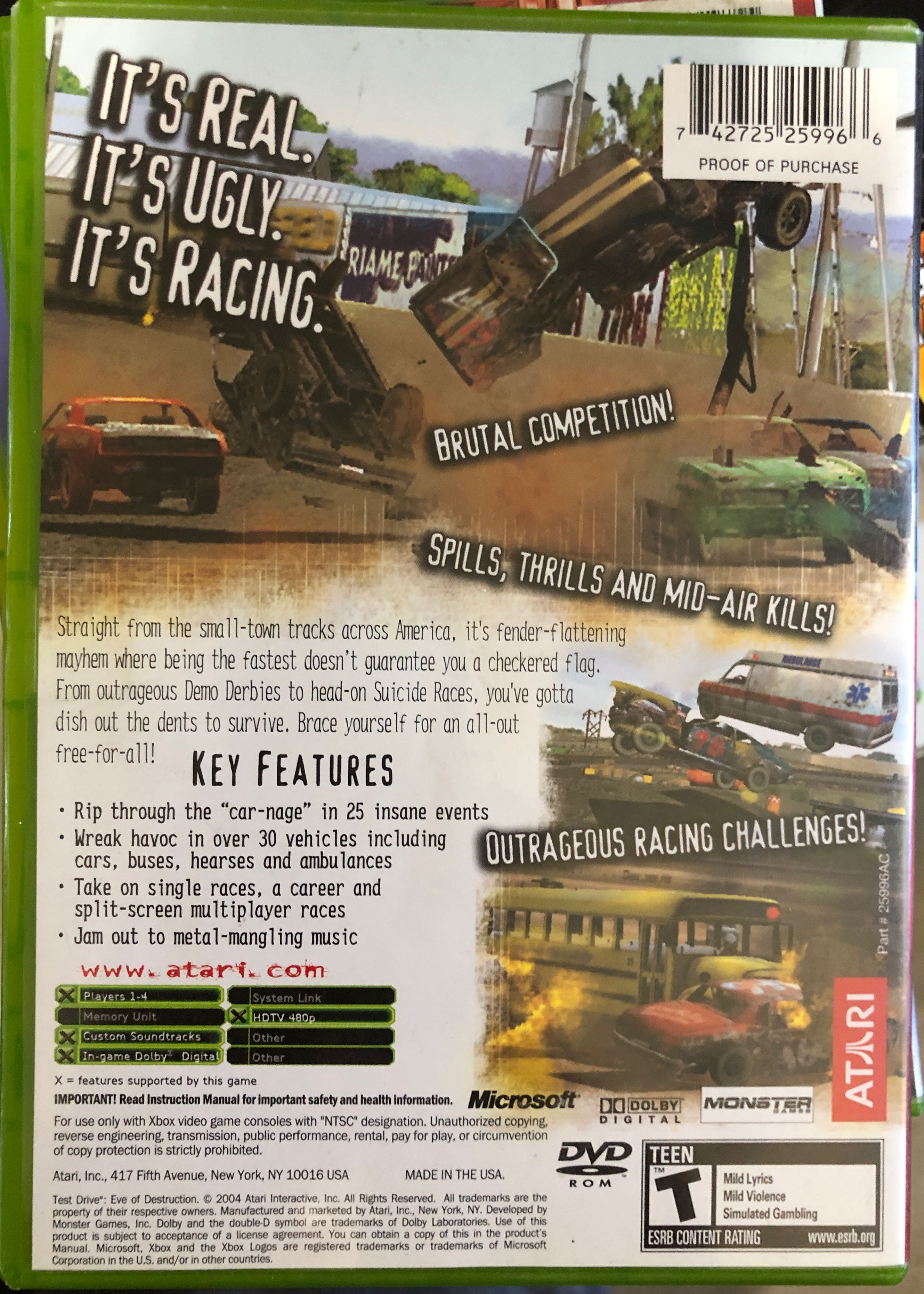 Test Drive Eve Of Destruction - Microsoft Xbox (Atari - 1-4) video game collectible [Barcode 742725259966] - Main Image 2