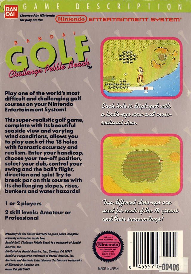 Bandi Golf Challenge Pebble Beach - Nintendo Entertainment System (NES) video game collectible - Main Image 2