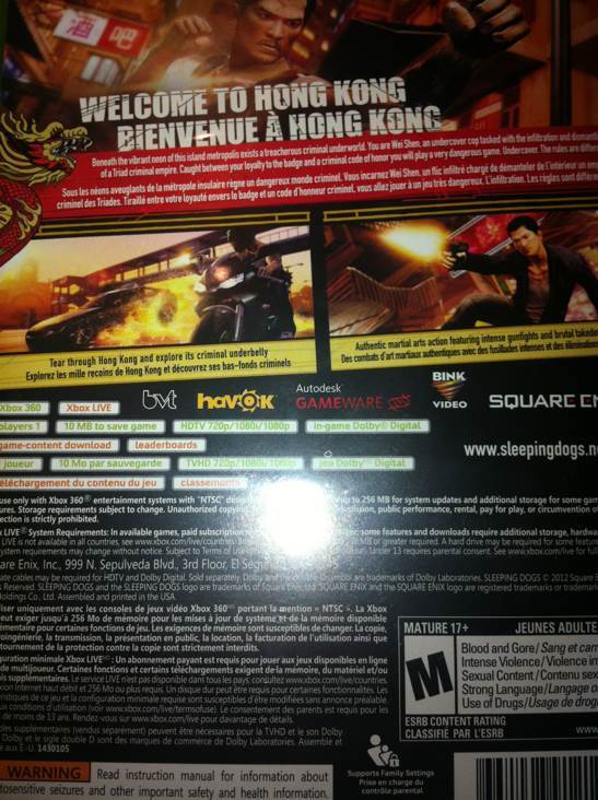 Sleeping Dogs - Microsoft Xbox 360 video game collectible - Main Image 2