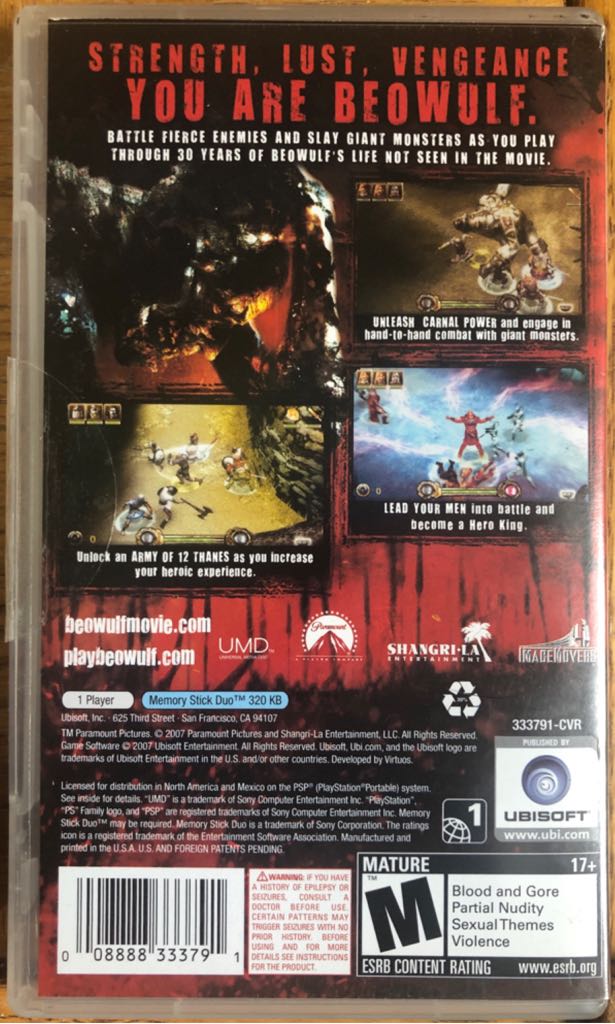 Beowulf - The Game - Sony PlayStation Portable (PSP) (Ubisoft - 1) video game collectible [Barcode 008888333791] - Main Image 2
