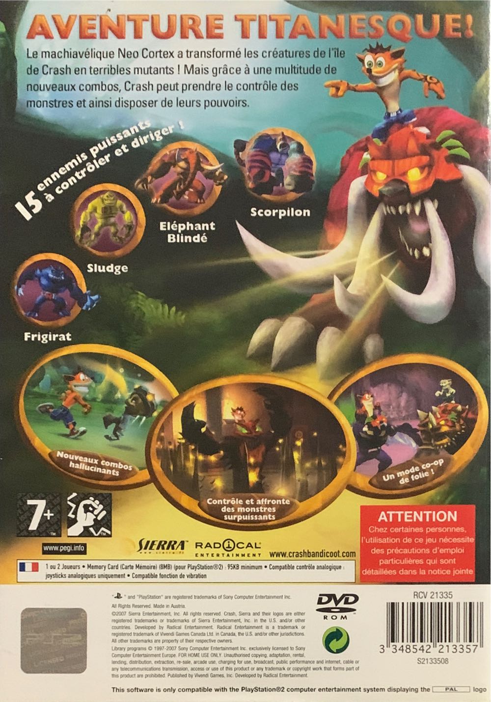 Crash of the Titans - Sony PlayStation 2 (PS2) (Vivendi Games, Inc - 1-2) video game collectible [Barcode 3348542213357] - Main Image 2