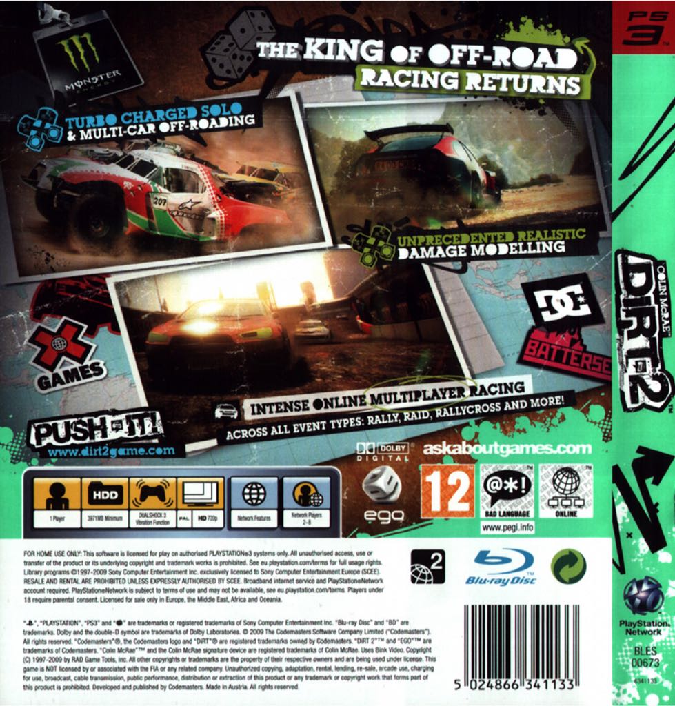Colin Mcrae Dirt 2 - Sony PlayStation 3 (PS3) (Codemasters - 8) video game collectible [Barcode 5024866341133] - Main Image 2