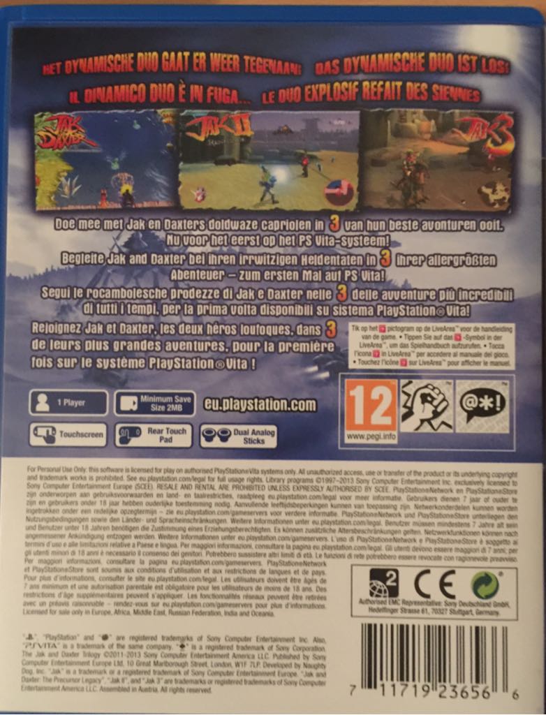 The Jak and Daxter Trilogy - Sony PlayStation Network (PSN) (Sony Computer Entertainment Europe - 1) video game collectible [Barcode 711719236566] - Main Image 2
