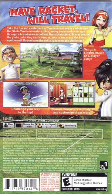 Hot Shots Tennis: Get A Grip - Sony PlayStation Portable (PSP) (Sony Comptuter Entertainment - 1-4) video game collectible [Barcode 711719870128] - Main Image 2