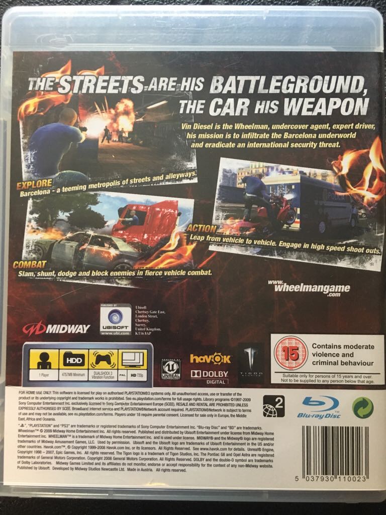The Wheelman Game - Sony PlayStation 3 (PS3) (Ubisoft - 1) video game collectible [Barcode 5037930110023] - Main Image 2