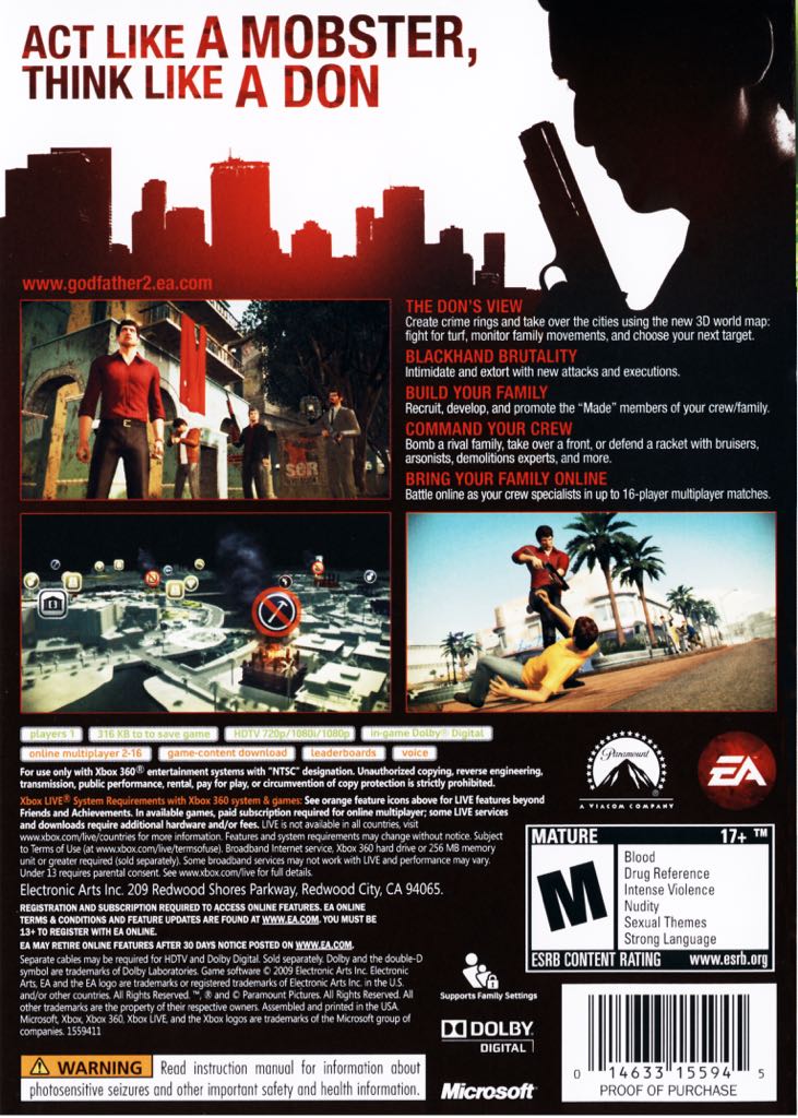 El Padrino II - Microsoft Xbox 360 (EA - 1) video game collectible - Main Image 2
