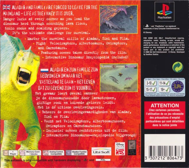 Disney’s Dinosaur - Sony PlayStation (Ubisoft - 1) video game collectible [Barcode 3307212806473] - Main Image 2