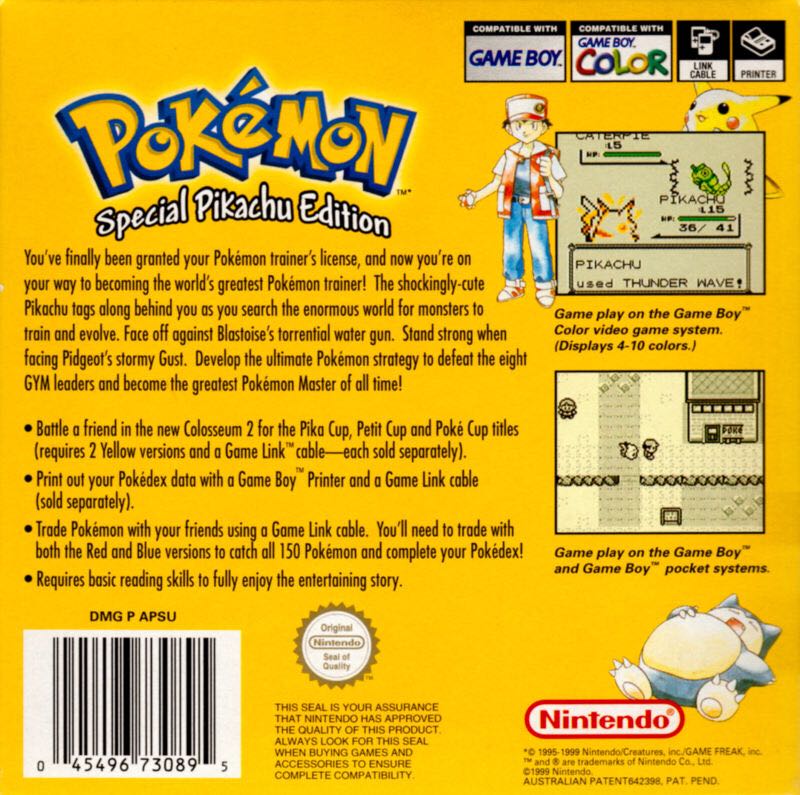 Pokemon Yellow - Nintendo Game Boy (Nintendo - 1) video game collectible [Barcode 045496730895] - Main Image 2