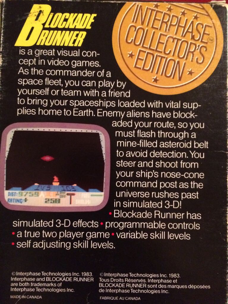 Blockade Runner - Intellivision II (Interphase Technologies - 1-2) video game collectible - Main Image 2