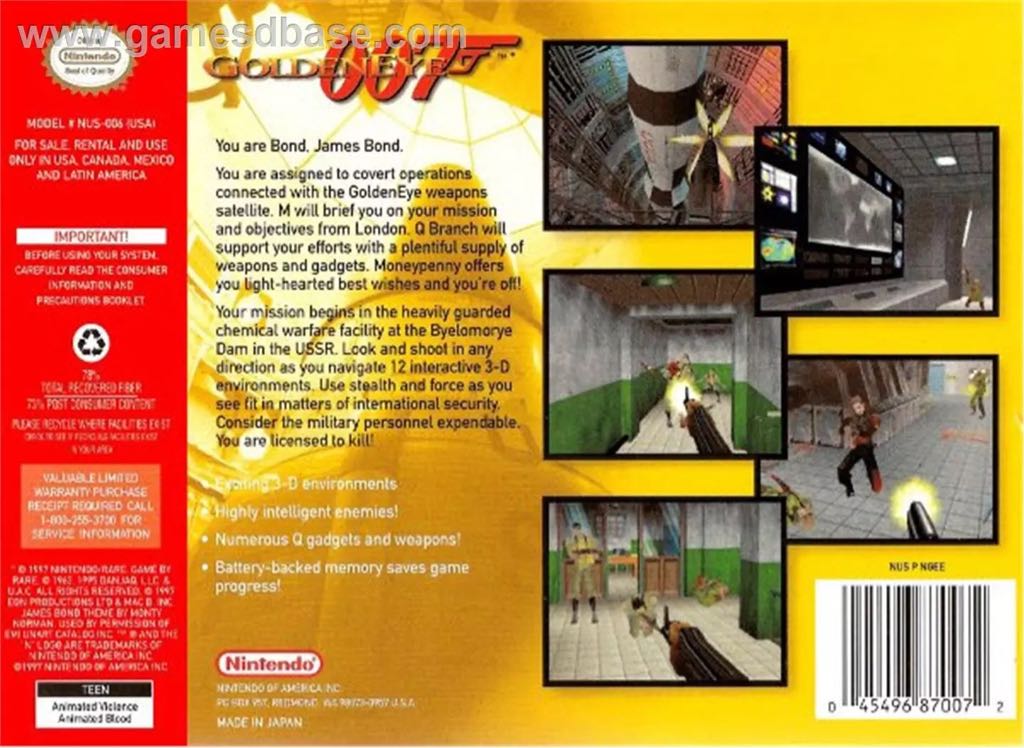 007: GoldenEye - Nintendo 64 (N64) (Nintendo - 1-4) video game collectible - Main Image 2