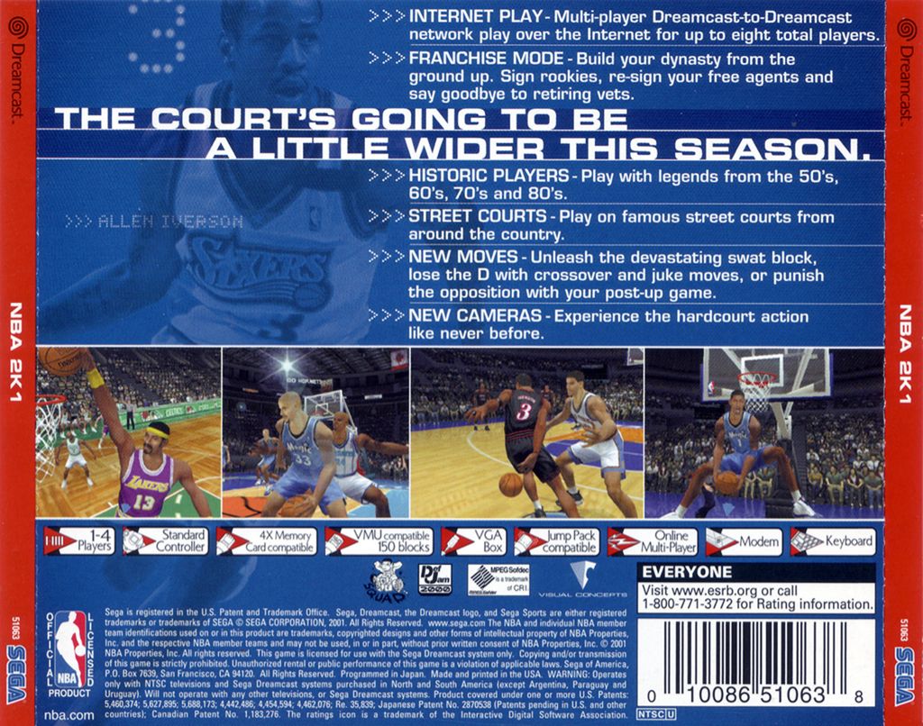 Nba 2k1 - Sega Dreamcast (Sega Sports - 1-4) video game collectible [Barcode 010086510638] - Main Image 2