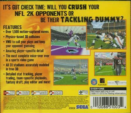 NFL 2K2 - Sega Dreamcast (Sega - 4) video game collectible [Barcode 010086511680] - Main Image 2