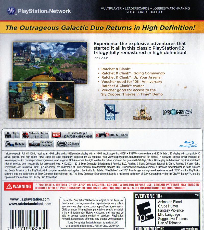 Ratchet And Clank Collection - Sony PlayStation 3 (PS3) (Insomniac Games - 1-12) video game collectible - Main Image 2