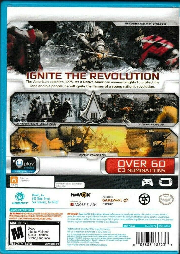 Assasins Creed 3 - Nintendo Wii U (Ubisoft - 1) video game collectible - Main Image 2