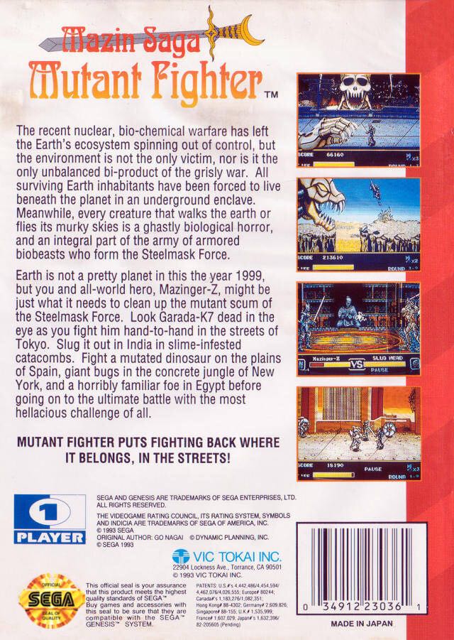 Mazin Saga Mutant Fighter - Sega Genesis (Mega Drive) (Sega - 1) video game collectible [Barcode 034912230361] - Main Image 2