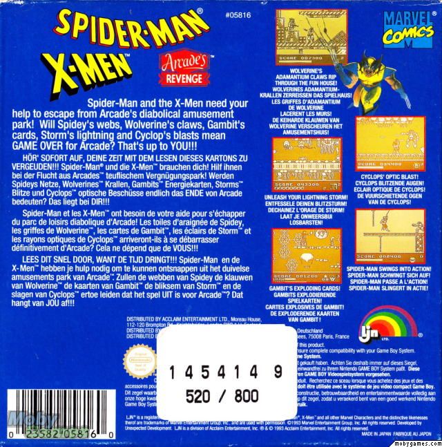 Spiderman / X-Men: Arcades Revenge - Nintendo Game Boy (LNJ - 1) video game collectible - Main Image 2