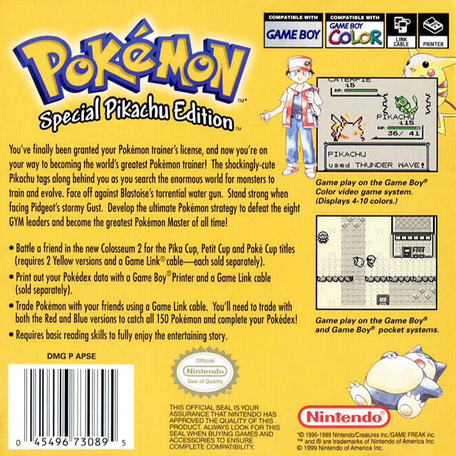 Pokemon: Special Pikachu Edition Yellow - Nintendo Game Boy (Nintendo - 1) video game collectible [Barcode 045496460808] - Main Image 2