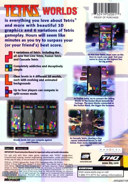 TETRIS WORLDS - Microsoft Xbox (THQ - 4) video game collectible [Barcode 4005209038829] - Main Image 2