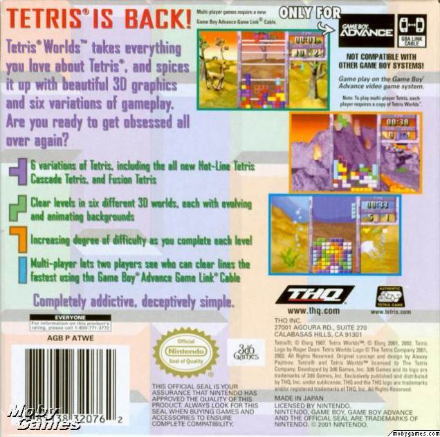 Tetris Worlds - Nintendo Game Boy Advance (GBA) (THQ - 2) video game collectible [Barcode 785138320762] - Main Image 2