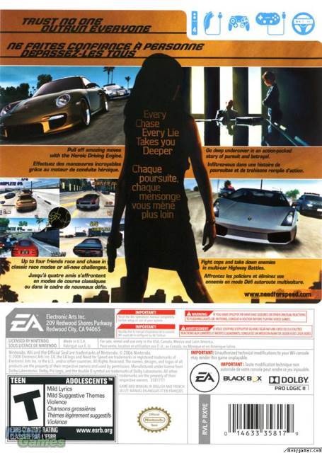 Need For Speed Undercover - Nintendo Wii (EA - 4) video game collectible [Barcode 014633155372] - Main Image 2