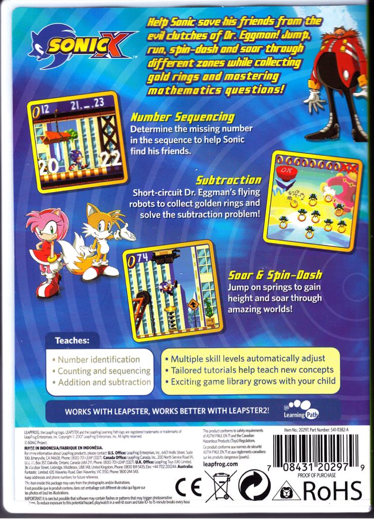 Sonic X - Leapster video game collectible [Barcode 708431202979] - Main Image 2