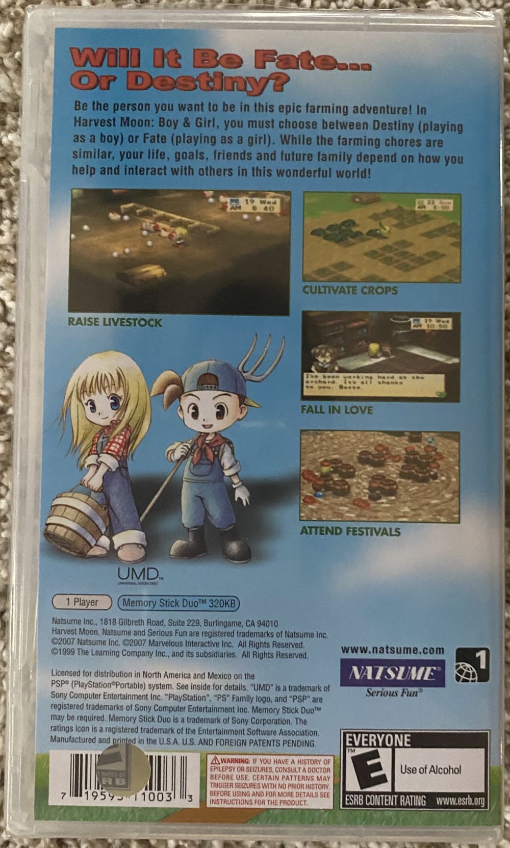 Harvest Moon: Boy & Girl - Sony PlayStation Portable (PSP) (Natsume - 1) video game collectible [Barcode 719593110033] - Main Image 2