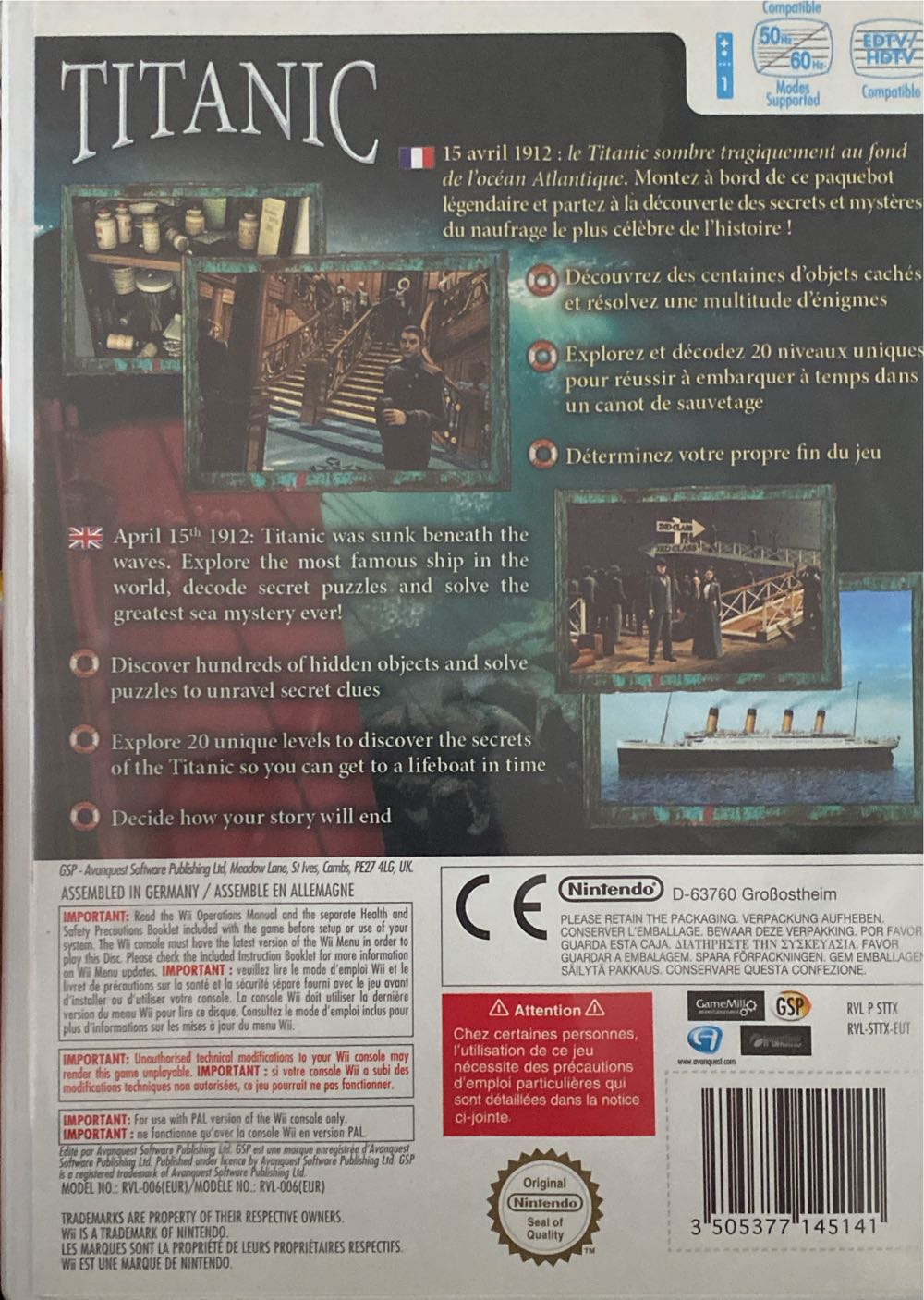 Hidden Mysteries: Titanic - Nintendo Wii video game collectible [Barcode 3505377145141] - Main Image 2