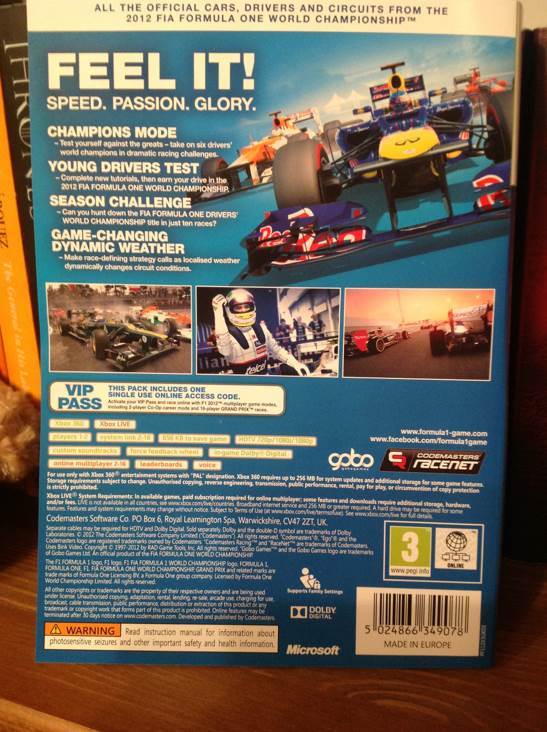 F1 2012 - Microsoft Xbox 360 (Codemasters - 2) video game collectible [Barcode 5024866349078] - Main Image 2