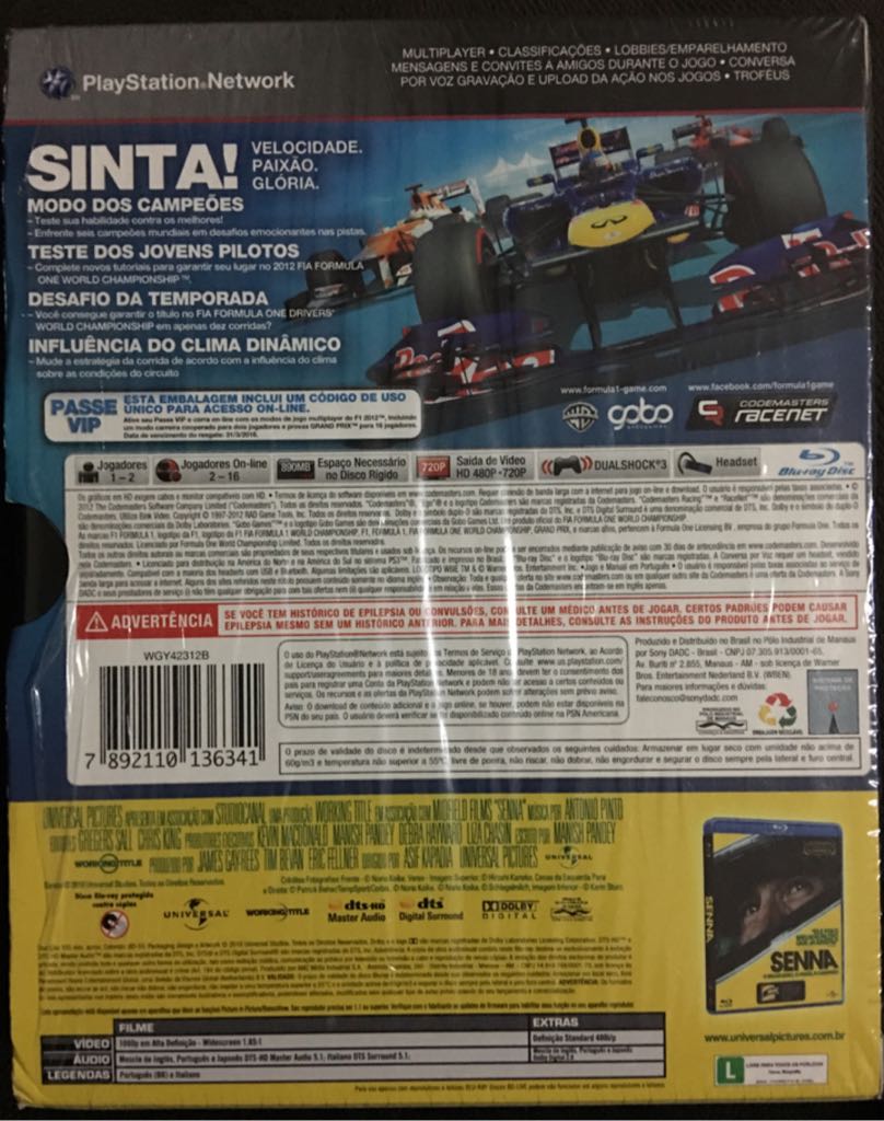 F1 2012 - Sony PlayStation 3 (PS3) (Warner Bros Games - 1-16) video game collectible [Barcode 7892110136341] - Main Image 2