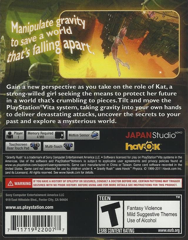 Gravity Rush - Sony PlayStation Vita (PS Vita) (Sony Computer Enteraiment - 1) video game collectible - Main Image 2