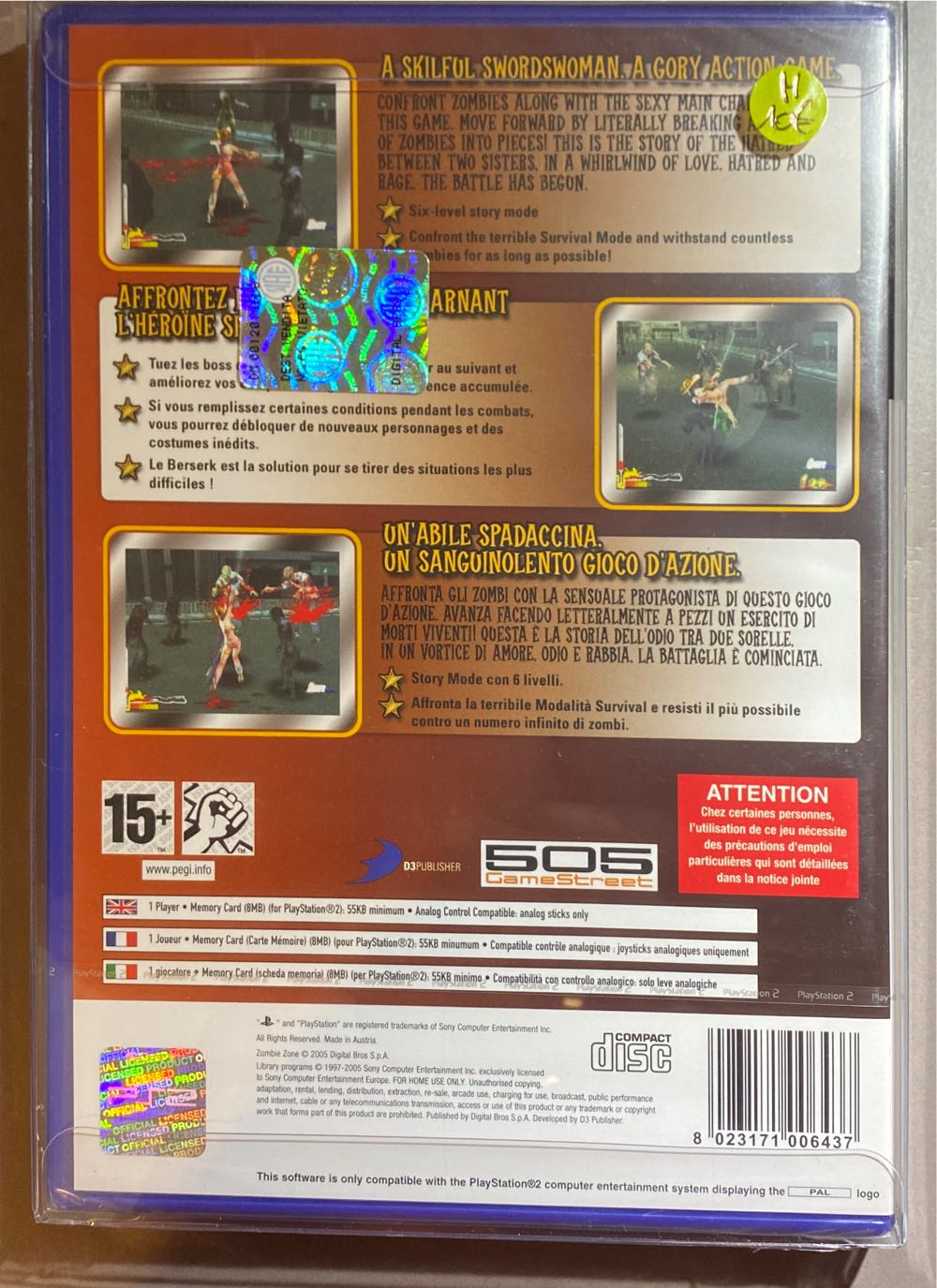 Zombie Zone - Sony PlayStation 2 (PS2) (505 Game Street - 1) video game collectible [Barcode 8023171006437] - Main Image 3