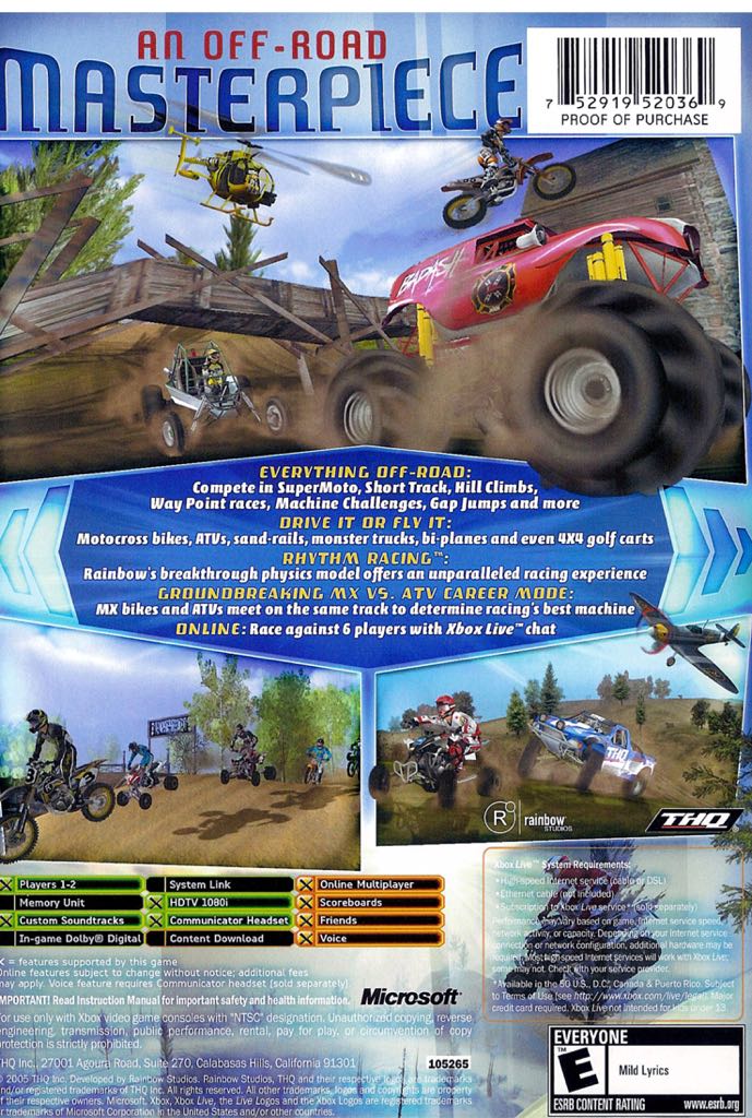 Mx Vs Atv Unleashed - Microsoft Xbox (THQ - 4) video game collectible [Barcode 752919520369] - Main Image 2
