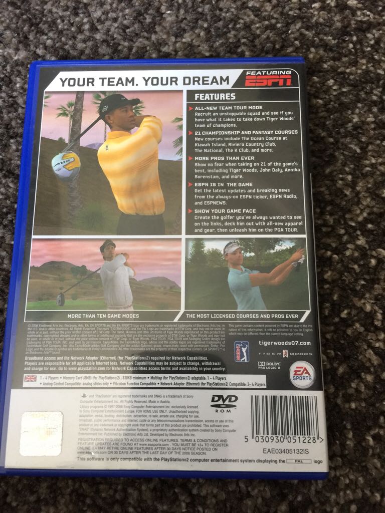 Tiger Woods PGA Tour 07 - Sony PlayStation 2 (PS2) (Ea Sports - 1-4) video game collectible [Barcode 5030930051228] - Main Image 2