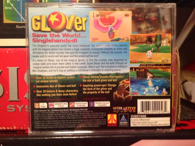 Glover - Sony PlayStation (Hasbro Interactive - 1) video game collectible [Barcode 608610992564] - Main Image 2