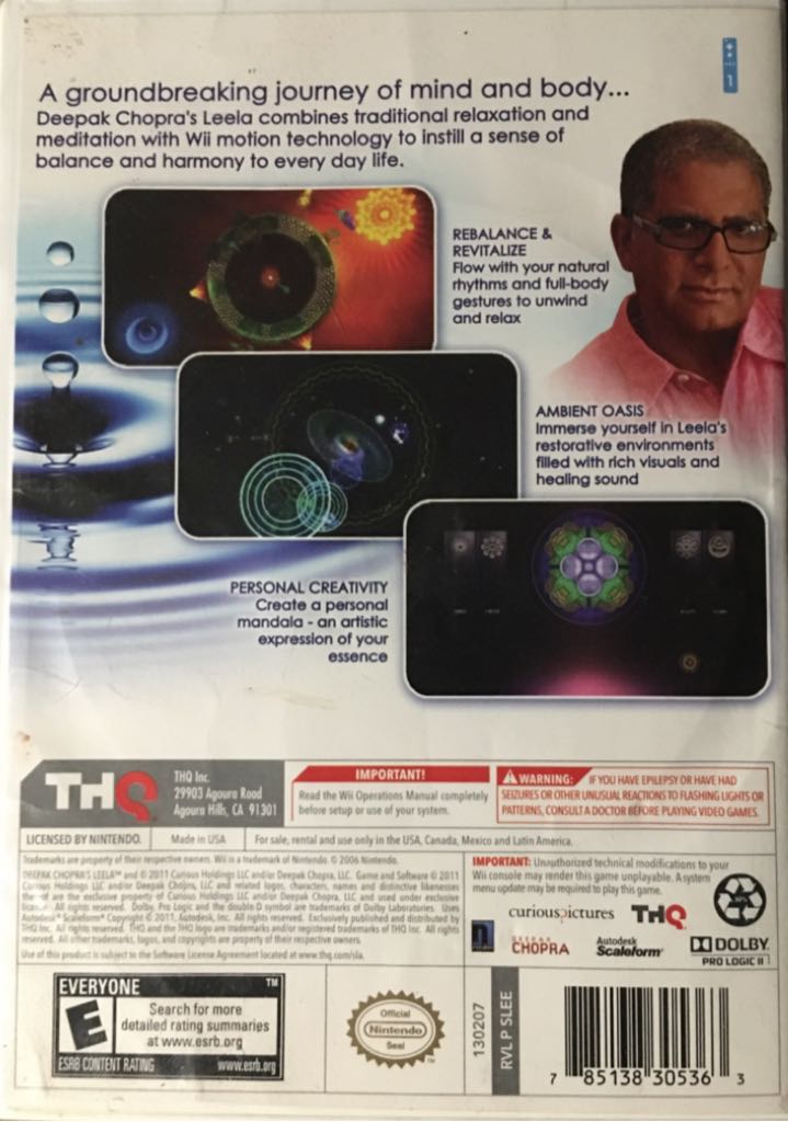 Deepak Chopra’s Leela - Nintendo Wii (THQ) video game collectible [Barcode 785138305363] - Main Image 2