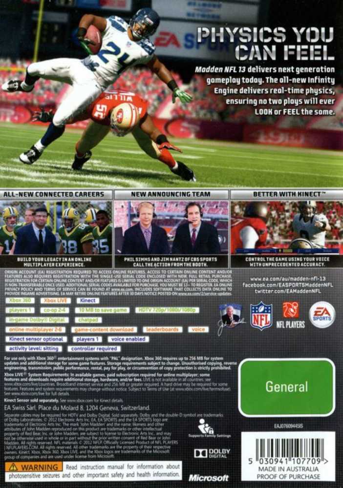Madden NFL 13 - Microsoft Xbox 360 (EA Sports  - 1-4) video game collectible - Main Image 2