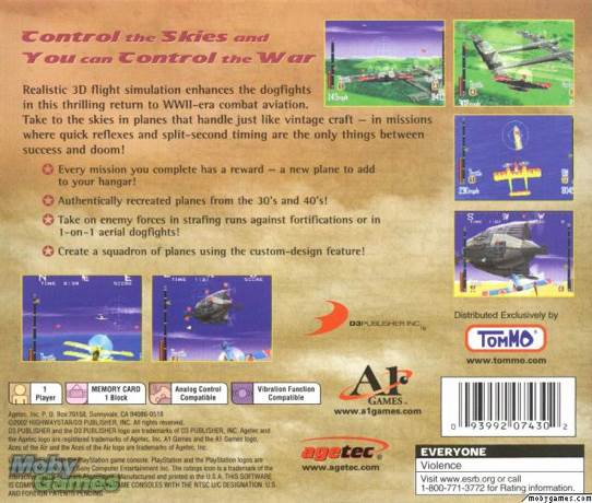 Aces Of The Air - Sony PlayStation (Agetec) video game collectible - Main Image 2