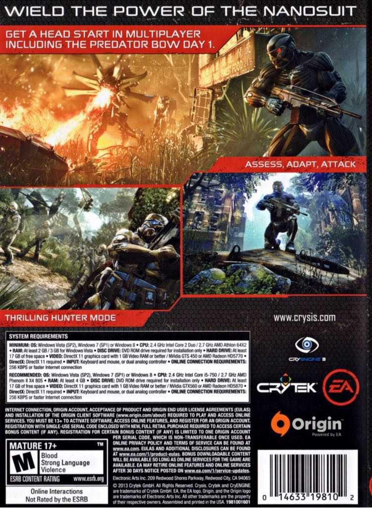 Crysis 3 Hunter Edition - Sony PlayStation 3 (PS3) ((EA) Electronic Arts - Single-Player) video game collectible [Barcode 014633198096] - Main Image 2