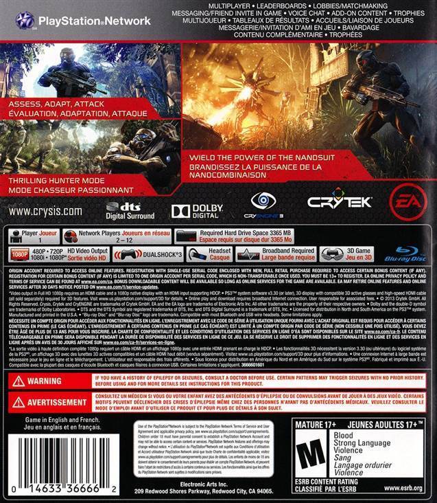 Crysis 3 - Sony PlayStation 3 (PS3) (Electronic Arts - 12) video game collectible [Barcode 014633366662] - Main Image 2