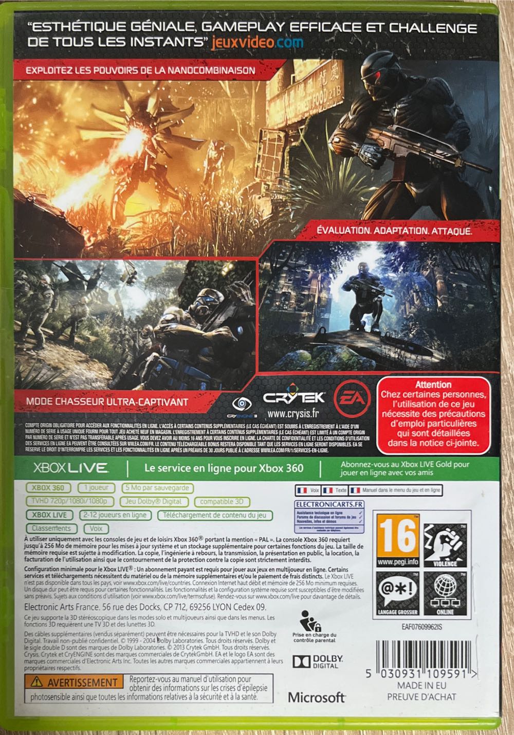 X360 / Crysis 3 - Microsoft Xbox 360 (EA / Electronic Arts - 1-2) video game collectible [Barcode 5030931109591] - Main Image 2