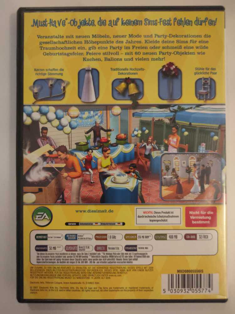 Die Sims 2 Party Accessoires - PC video game collectible [Barcode 5030932055774] - Main Image 2