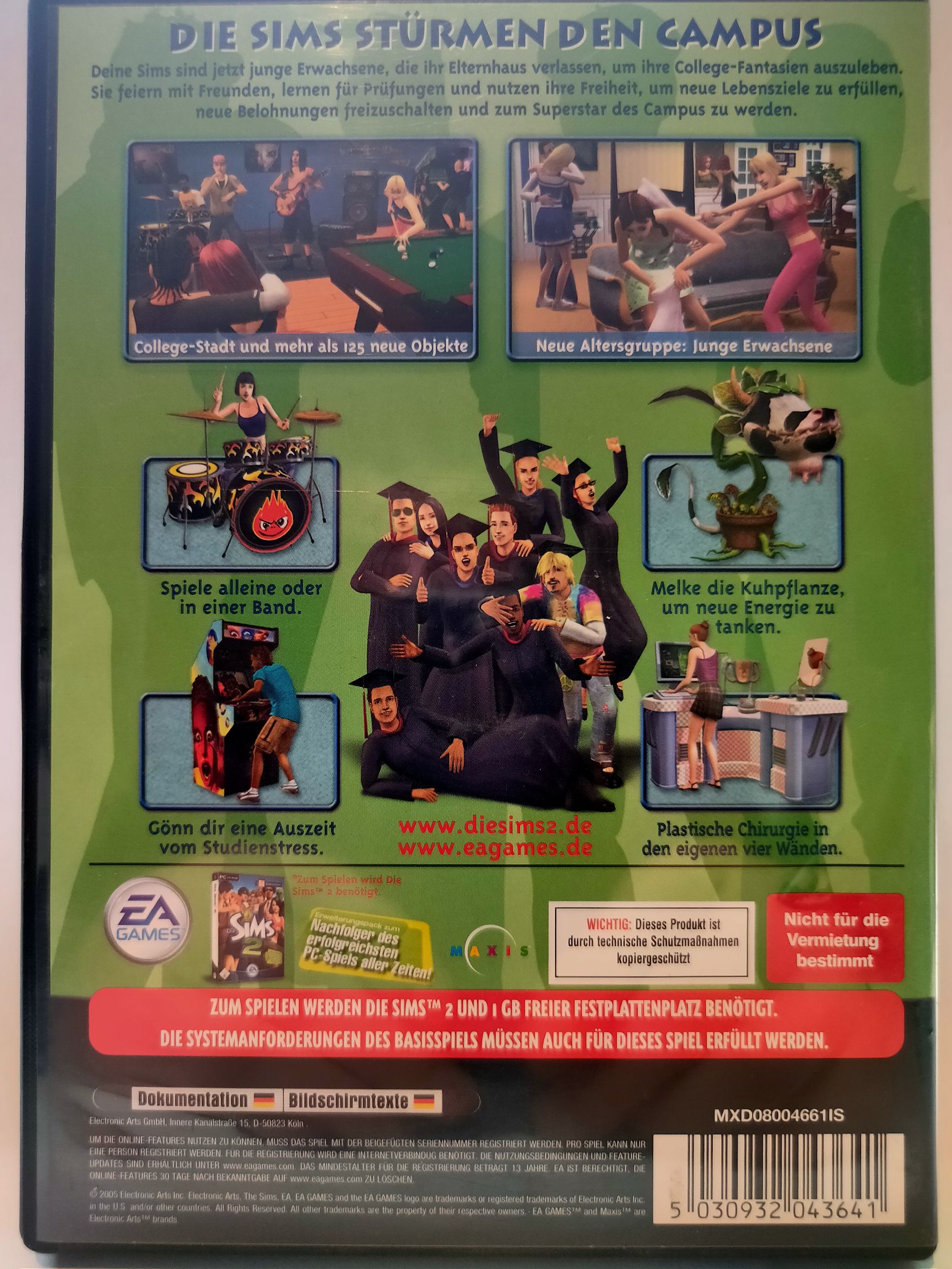 Die Sims 2 - Wilde Campus-Jahre - PC video game collectible [Barcode 5030932043641] - Main Image 2